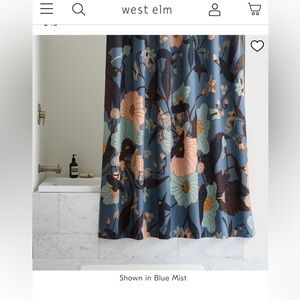 West Elm NEW Poppy Floral Shower Curtain